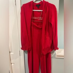 Red cashmere lounge suit, hoodie top